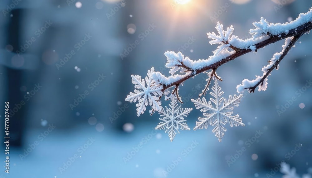 Intricate snowflakes on a frosty winter branch , flora, frosty branch, nature Intricate snowflakes on a frosty winter branch , flora, frosty branch, nature
