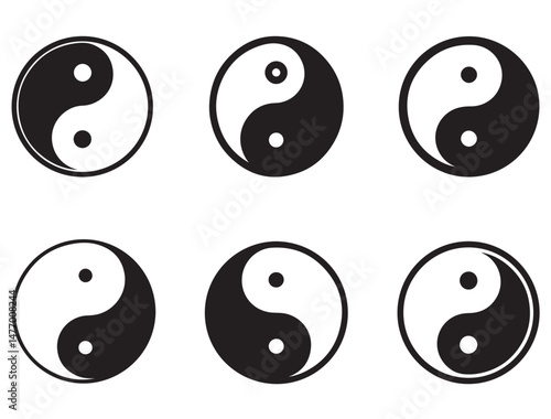 YIN AND YANG SILHOUETTE WHITE BACKGROUND