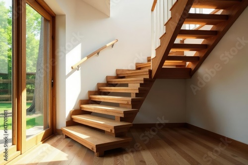 Rustic wooden staircase ascending  natural light Perfect for home improvement  architecture  design   architecture  descending  antique
