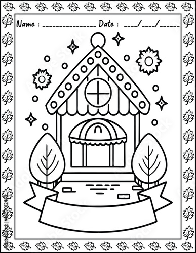 Hygge Place Coloring Pages For Kid and adult.  High resolution (300 DPI), ready to print on standard 8.5x11 inch paper With No Bleed, Black and White Vector illustration AI, EPS, PNG, JPEG.