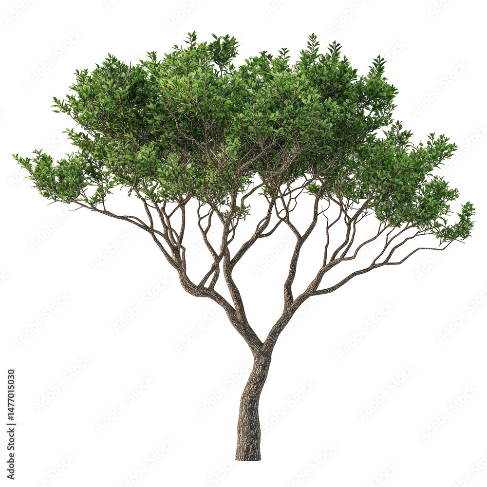 custom made wallpaper toronto digitalLush green tree against black background. Full image of a healthy, vibrant tree with a thick trunk and expansive canopy of foliage