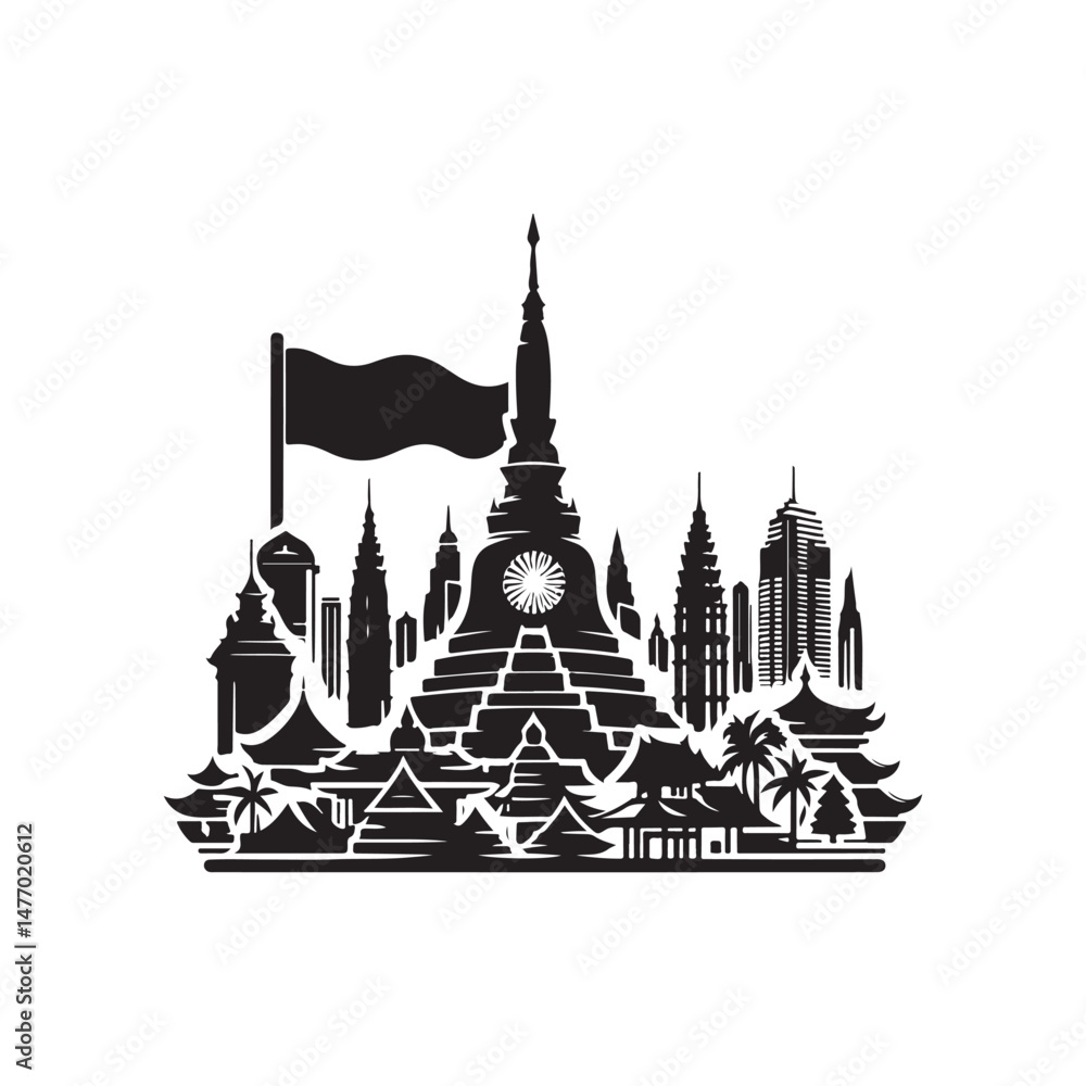 Obraz premium Mabo Day Silhouette Vector Illustration, Solid White Background.