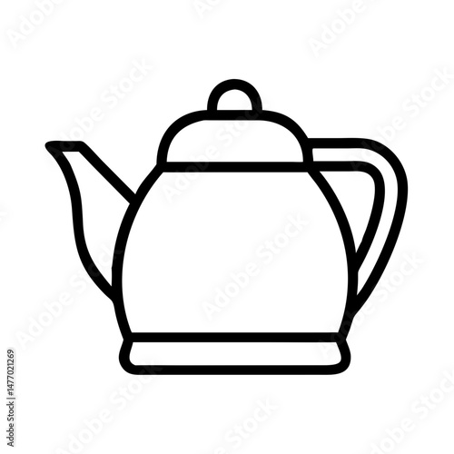 Teapot icon in black outline minimalist style