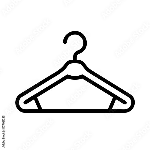 Clothes hanger icon in black outline minimalist style