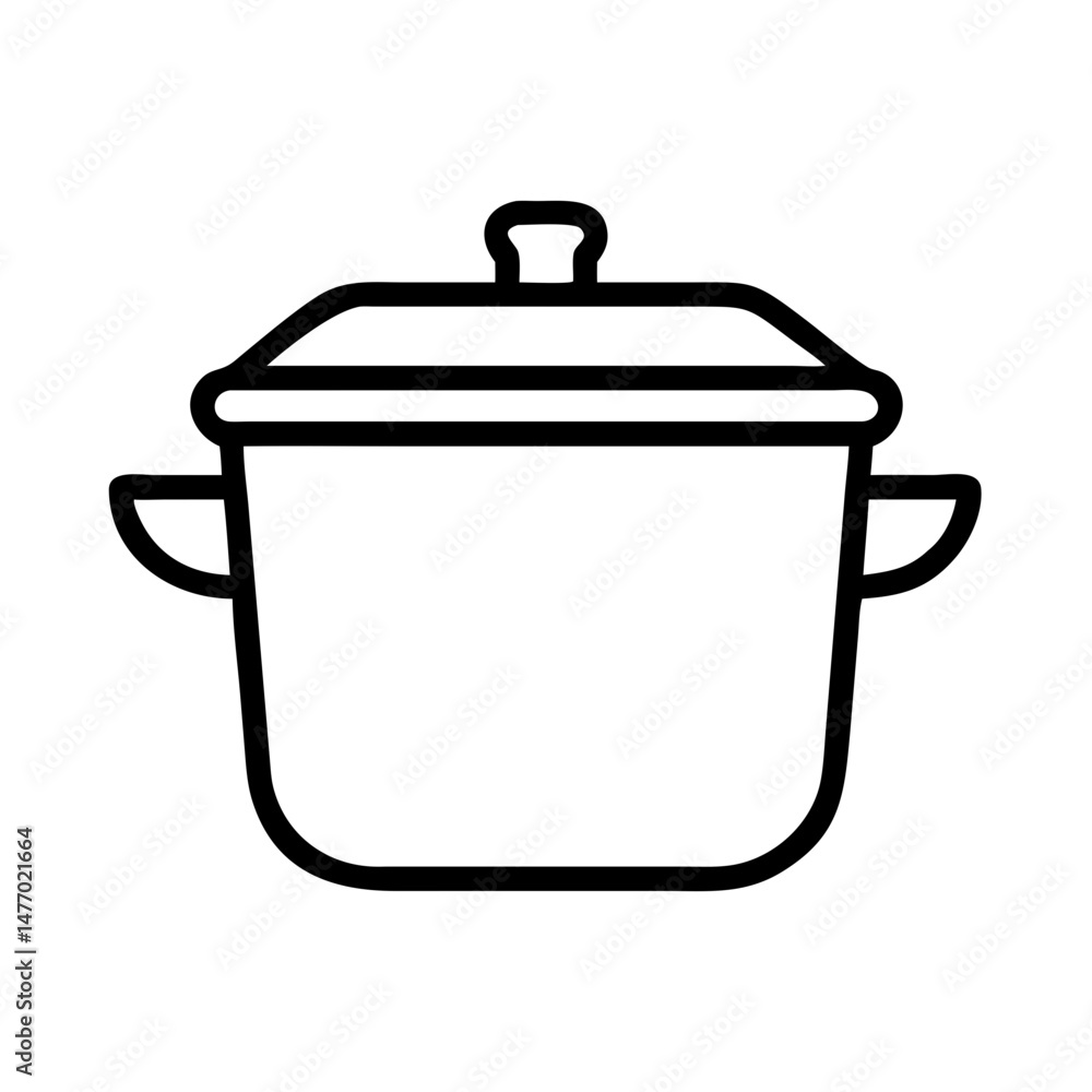 Cooking pot icon in black outline style Cooking pot icon in black outline style