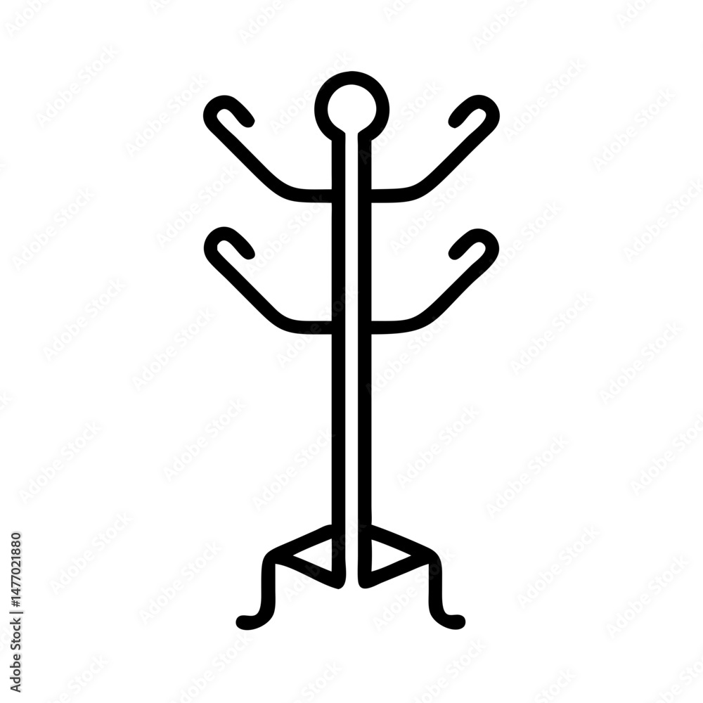 Coat rack icon in black outline style Coat rack icon in black outline style
