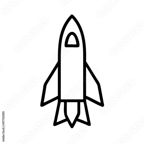 Rocket launch icon in black outline style