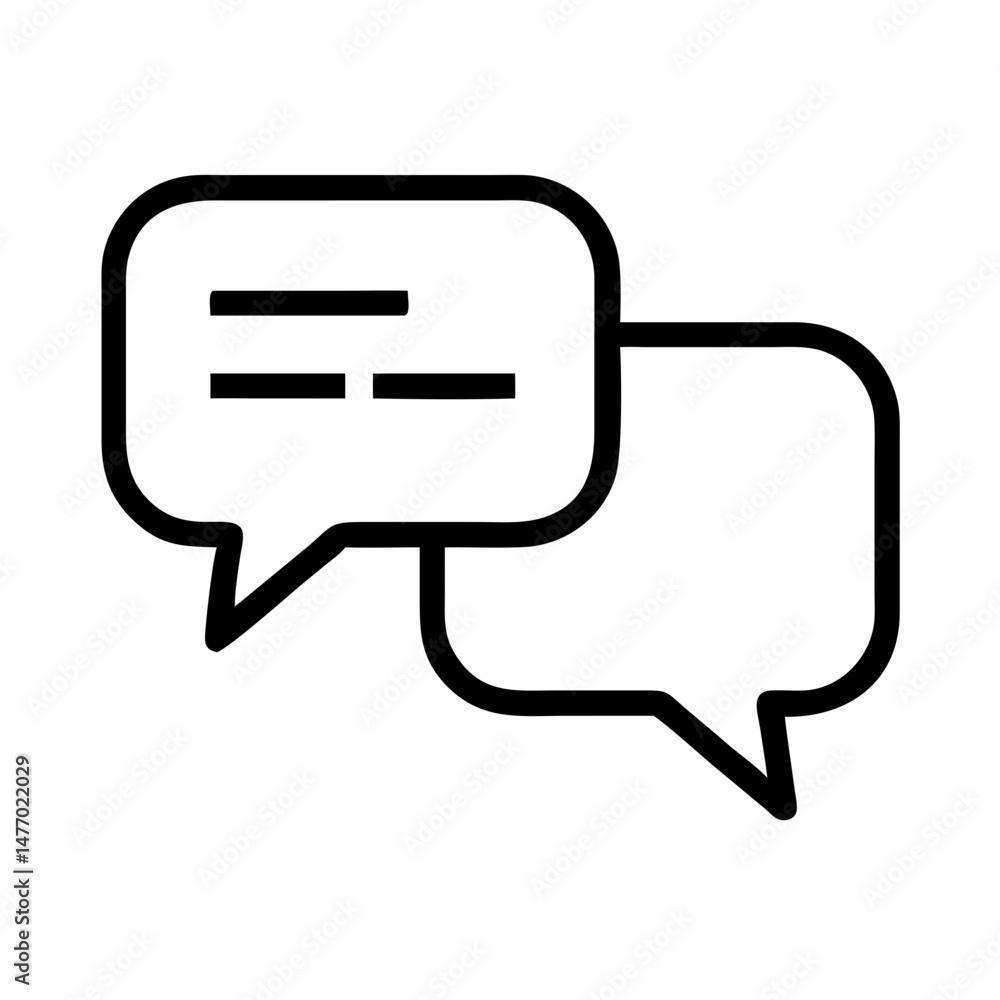 Two chat bubbles icon in black outline style Two chat bubbles icon in black outline style