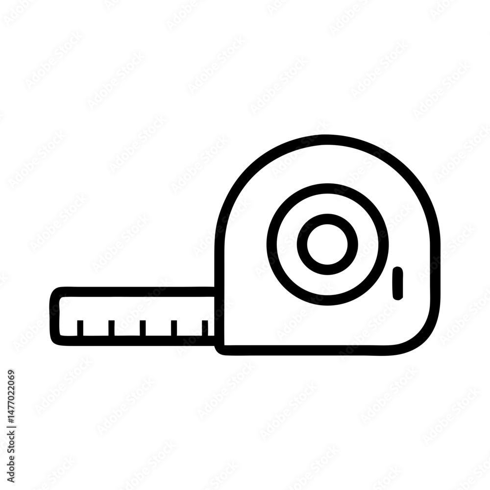 Measuring tape icon in black outline style Measuring tape icon in black outline style