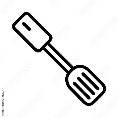 Spatula kitchen tool icon in black outline style
