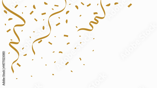 Gold confetti and abstract faces create festive atmosphere, perfect for celebrations and joyful moments