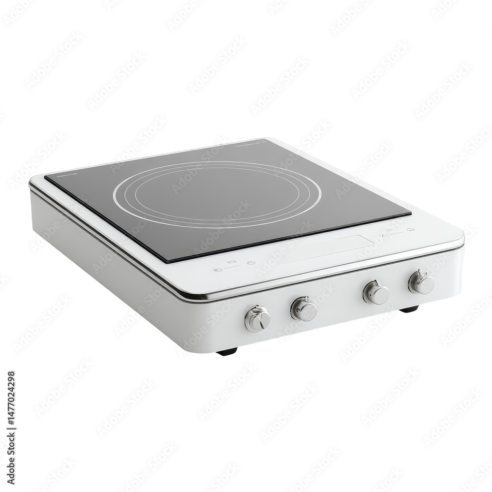 Fototapeta premium Modern Induction Range with a Smooth Glass Cooktop – Transparent Background