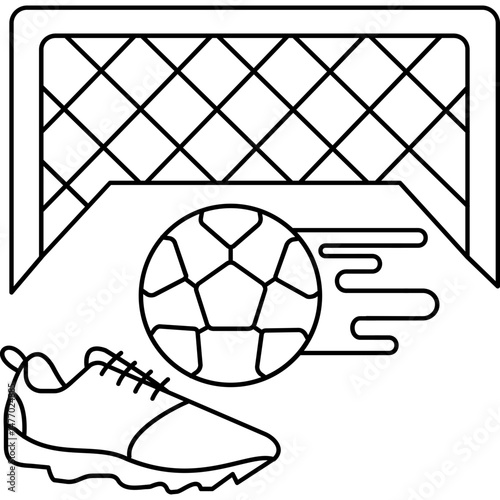 Football Goal Icon � Soccer Net, Sports Field, Ball