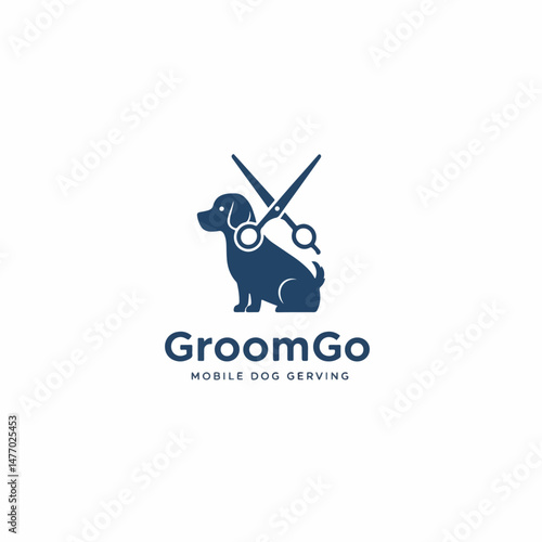 Dog grooming logo with scissors and clean service