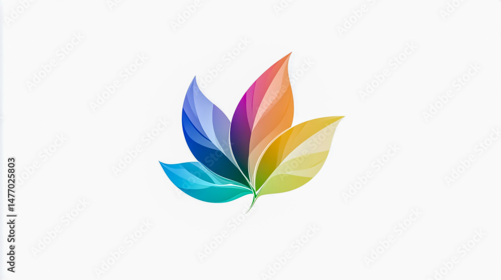 Fototapeta premium Abstract colorful leaves design representing growth nature ecology and environmental concepts on a white background