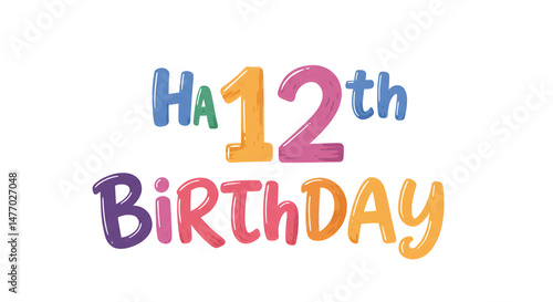 Happy 12th Birthday Colorful Illustration