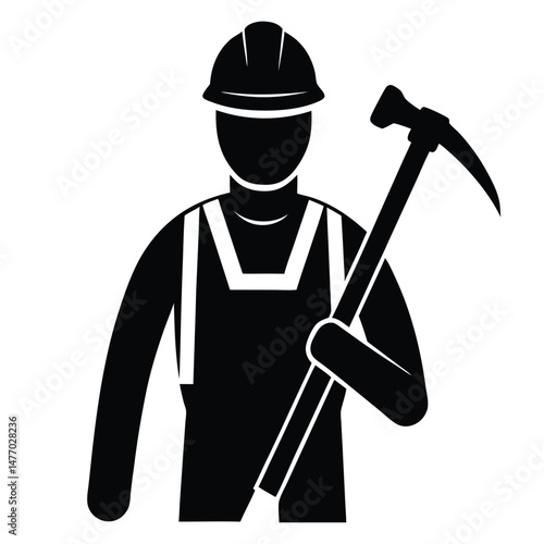 construction worker element isolated crowbar on white background