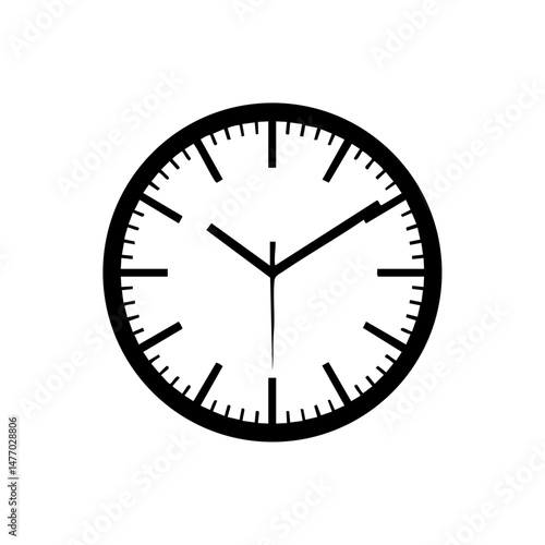 Minimalist wall clock illustration in clean silhouette design.

