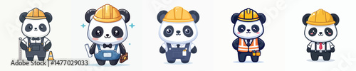 cute panda vector in architect costume