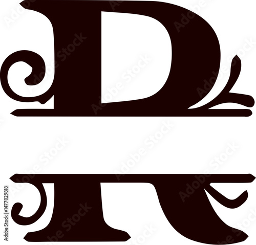 Letter r split monogram svg