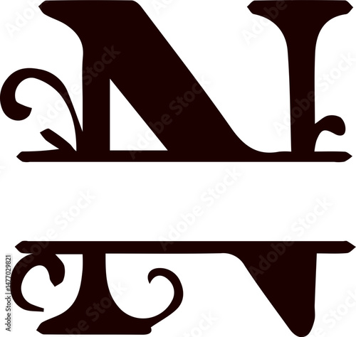 Letter n split monogram svg