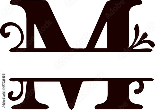 Letter m split monogram svg