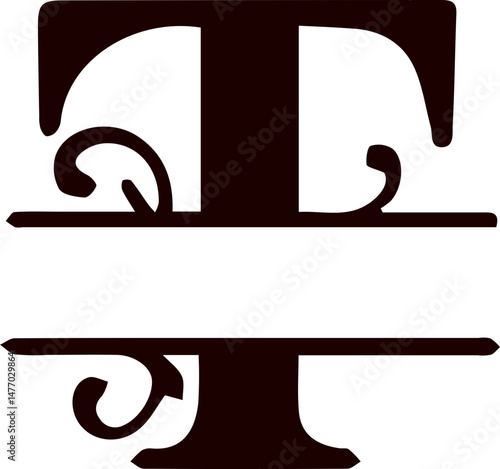 Letter t split monogram svg