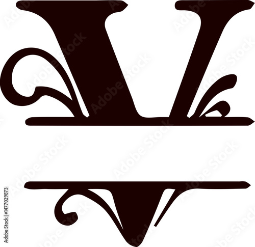 Letter v split monogram svg