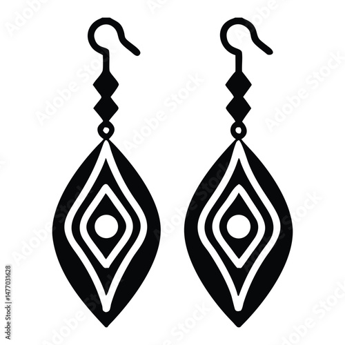 Elegant Earrings Vector Fashion Jewelry Design Black and White