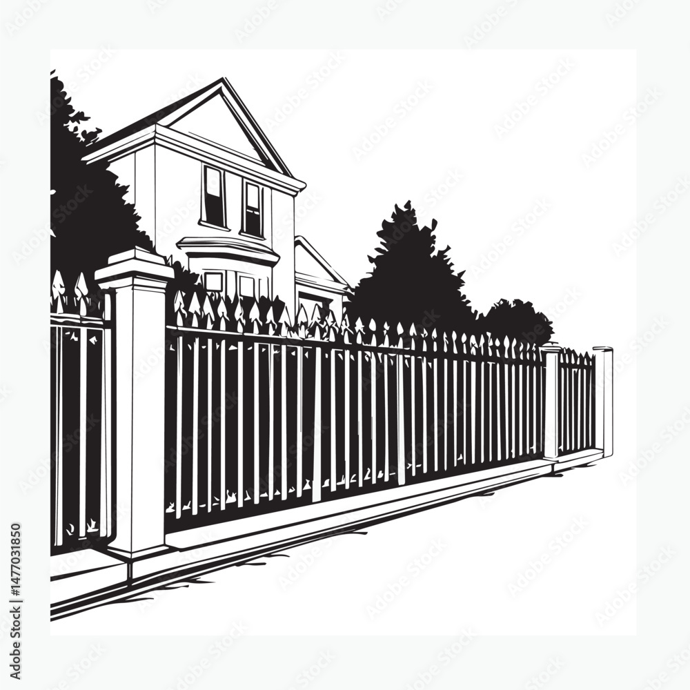 Fototapeta premium set of black and white fence