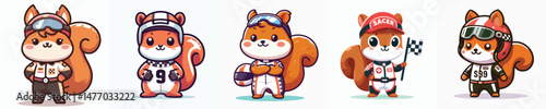 cute squirrel vector in racer costume
