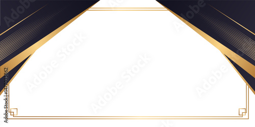 Black and gold certificate of appreciation border template with luxury badge and modern line and shapes. For award, business, and education needs. Diploma vector template