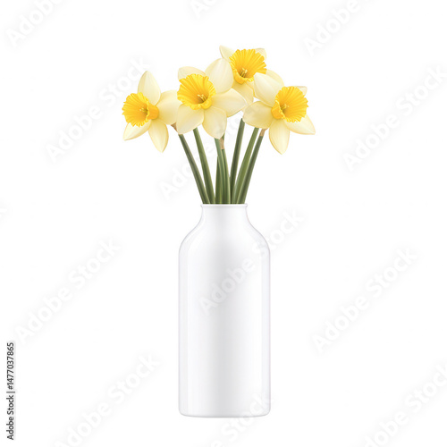 Wallpaper Mural A classic white vase filled with vibrant yellow daffodils, bringing a touch of spring freshness and elegance to any space. Perfect for home decor or botanical themes. Torontodigital.ca