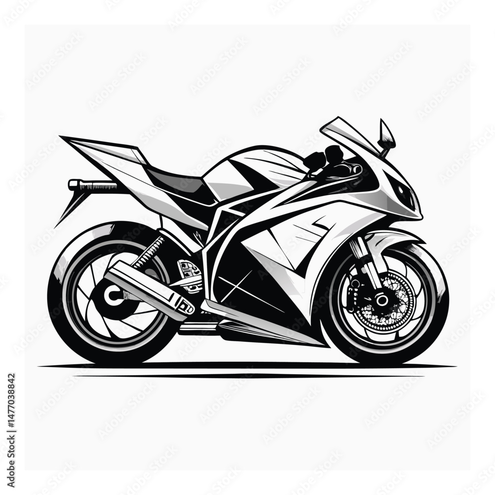 Obraz premium Stylish Black and White Sports Motorcycle
