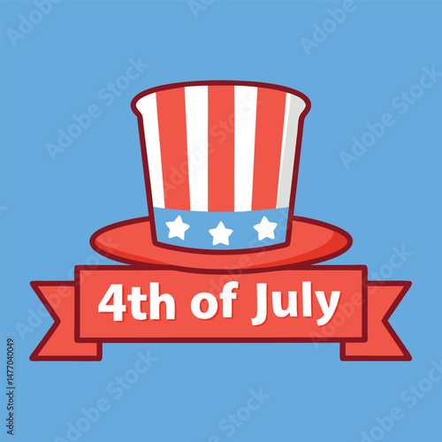 Fourth of July Celebration Uncle Sam Hat Graphic Design