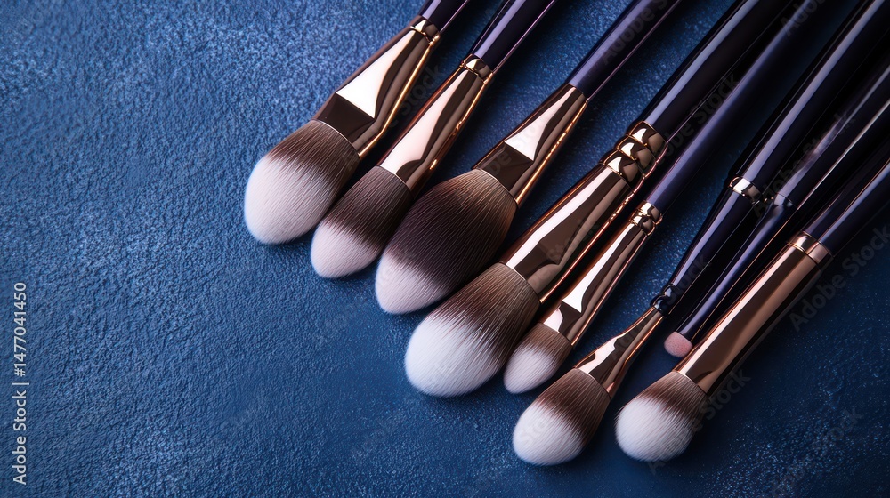Fototapeta premium Makeup brushes on textured background