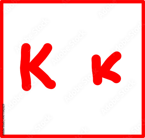 kappa physics symbol in doodle style, red physics symbol hand drawn