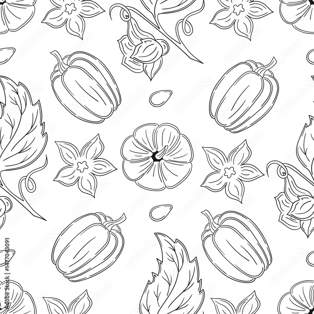 Obraz premium Pattern for textile or kitchen in hand draw style. Monochrome pattern