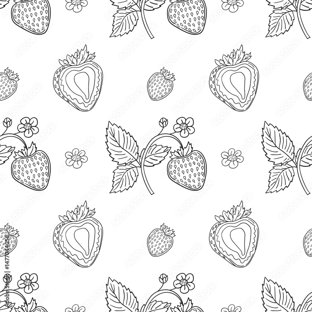 Fototapeta premium Pattern for textile or kitchen in hand draw style. Monochrome pattern