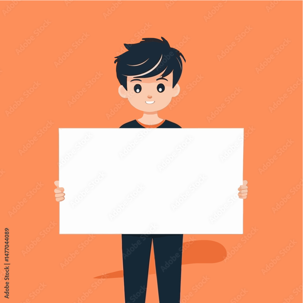 Cartoon_Boy_Holding_Blank_Sign_Ideal_for_Marketing_Presentations_Graphic_Design_Element_Young_Boy_with_Empty_Board_Editable_Text_Space_Orange_Background Cartoon_Boy_Holding_Blank_Sign_Ideal_for_Marketing_Presentations_Graphic_Design_Element_Young_Boy_with_Empty_Board_Editable_Text_Space_Orange_Background