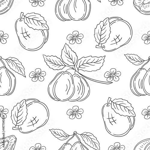 Pattern for textile or kitchen in hand draw style. Monochrome pattern