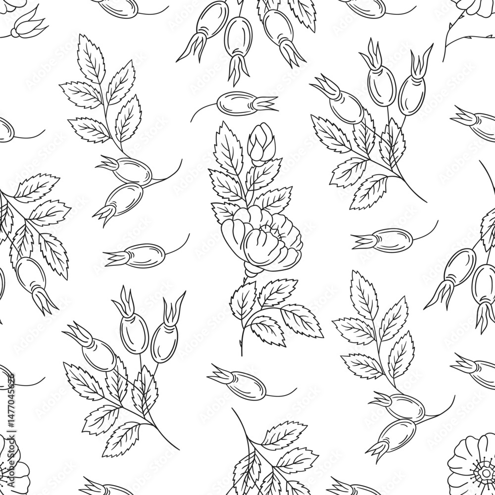 Fototapeta premium Pattern for textile or kitchen in hand draw style. Monochrome pattern