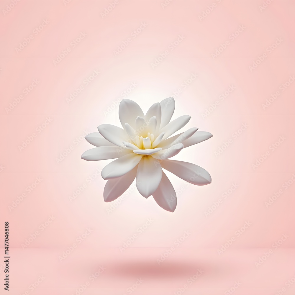 Naklejka premium Delicate Dance: White Petals in Pastel Pink Dreamscape