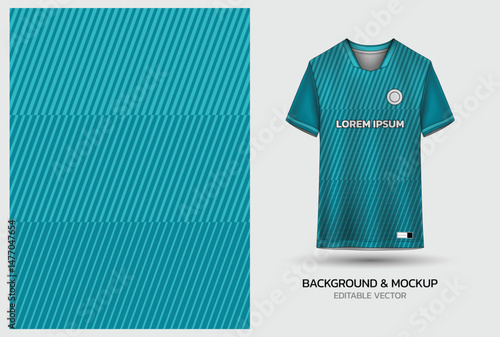 Jersey mockup and background pattern design. Uniform front view jersey and sublimation templates for sports, soccer, football, volleyball, badminton, e-sports, casual