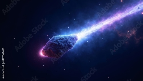 Wallpaper Mural A glowing comet travels through space, leaving a trail of cosmic dust and light. The celestial scene captures the beauty and mystery of a comet in the vast universe Torontodigital.ca