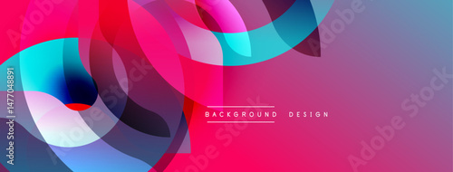 Abstract vibrant layers create dynamic composition. Pink, blue, purple hues blend seamlessly, modern design element.