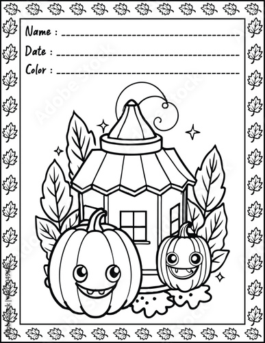 Cozy Halloween Christmas Coloring Pages For Kid and adult.  
High resolution (300 DPI), 
Ready to print on standard 8.5x11 inch paper With No Bleed, 
Black and White. 
Vector illustration AI, EPS, PNG