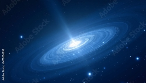 Wallpaper Mural A stunning galaxy with a bright center and spiraling arms, emitting a powerful light beam. The cosmic beauty and starry backdrop evoke the wonder of the universe Torontodigital.ca