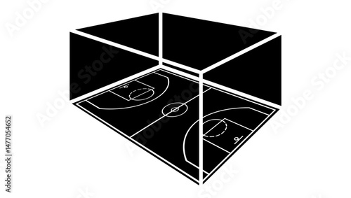basketball hall, black isolated silhouette