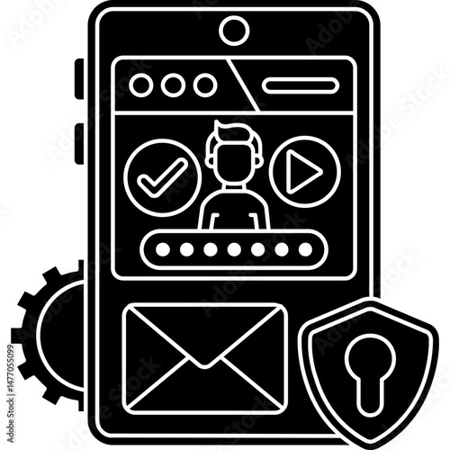 Mobile App Login and Authentication Security � Vector Illustration